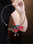 Classical Chinese Style Fabric Flower Choker-1