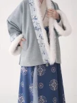 Song Dynasty Hanfu Embroidered Blue Cross-Collar Short Jacket-1
