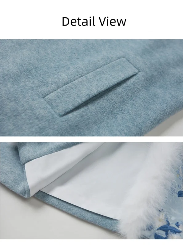 Song Dynasty Hanfu Embroidered Blue Cross-Collar Short Jacket- Hanfu Way: Traditional & Modern Chinese Hanfu Clothing for All Occasions