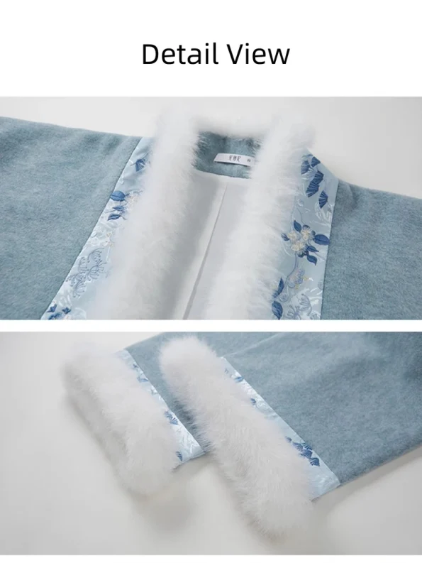 Song Dynasty Hanfu Embroidered Blue Cross-Collar Short Jacket- Hanfu Way: Traditional & Modern Chinese Hanfu Clothing for All Occasions