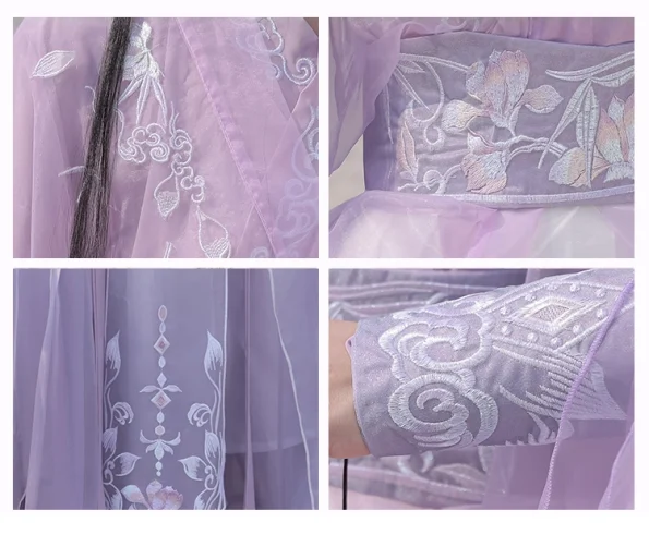 فستان هانفو رداء مطرز متدرج اللون مستوحى من نمط ووشيا مستوحى من وي جين