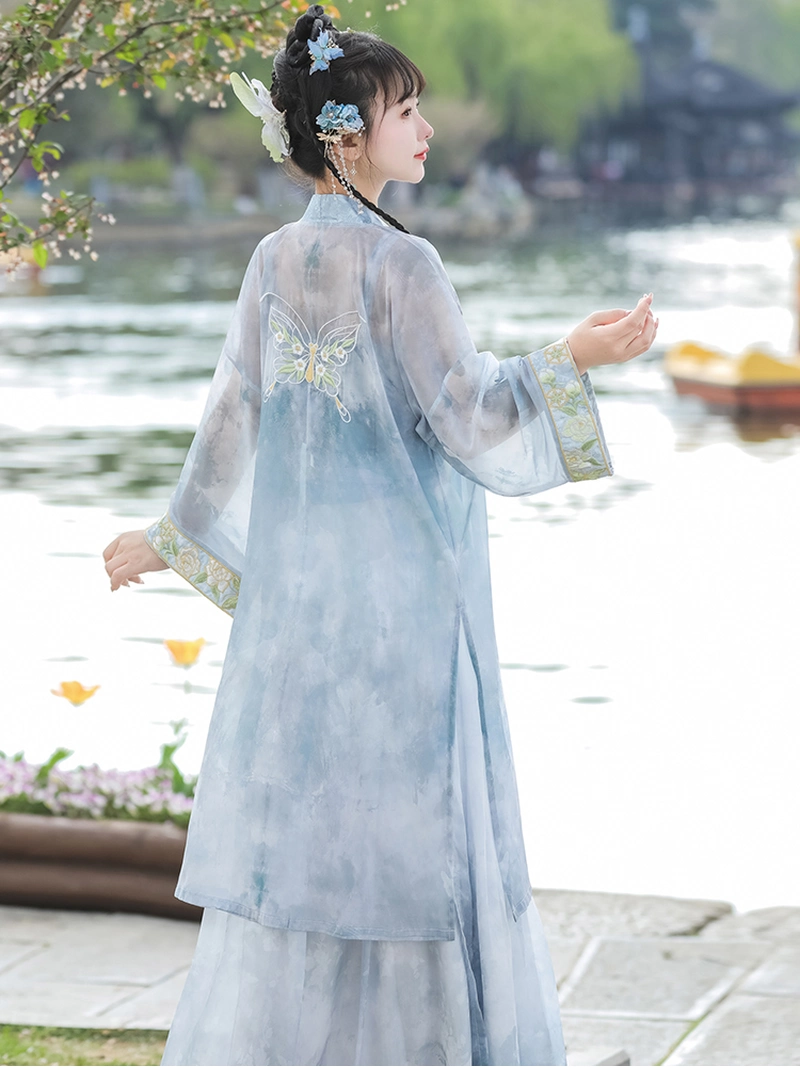 Lime Green Song Dynasty Style Hanfu Dress Set (10)
