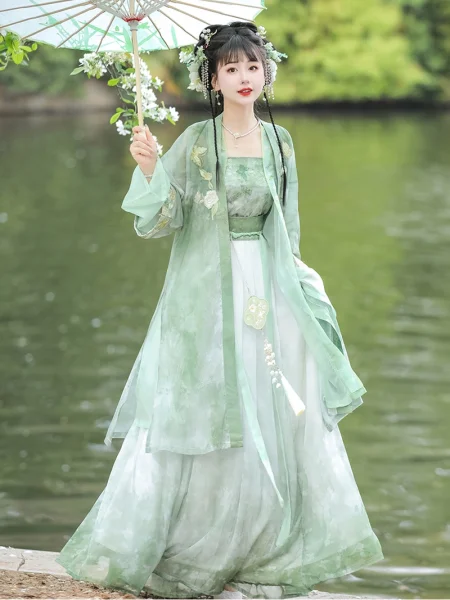 Lime Green Song Dynasty Style Hanfu Dress Set