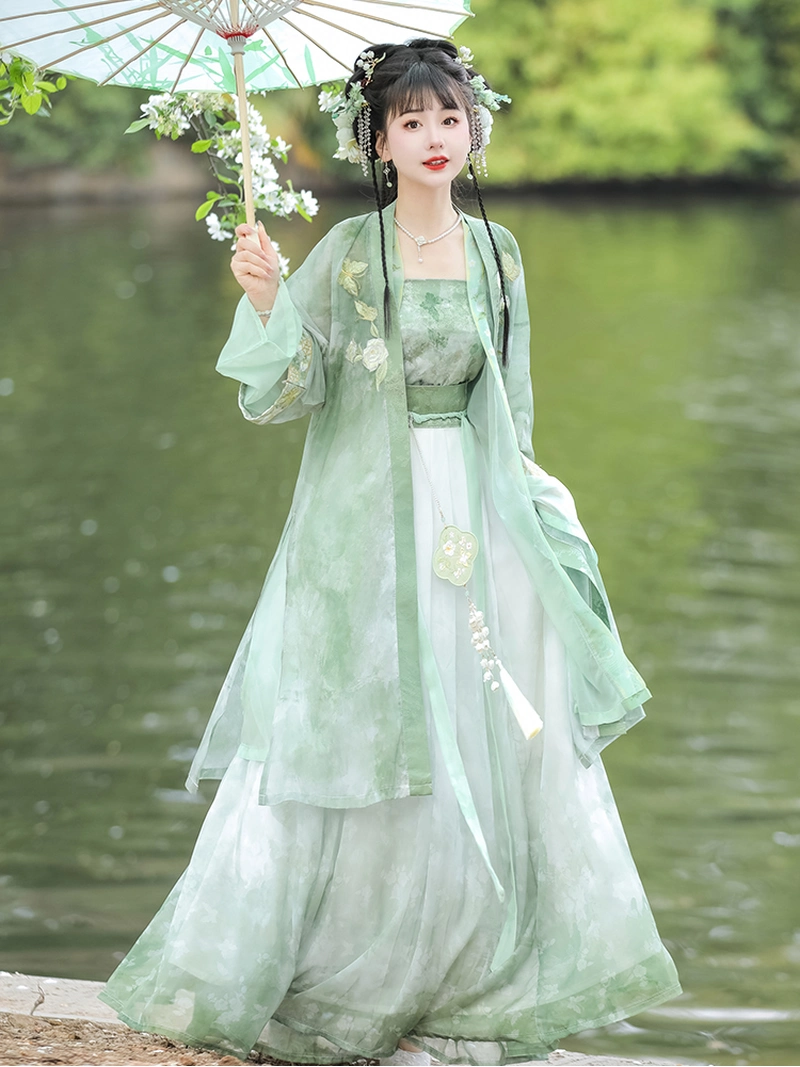 Lime Green Song Dynasty Style Hanfu Dress Set (13) Lime Green Song Dynasty Style Hanfu Dress Set