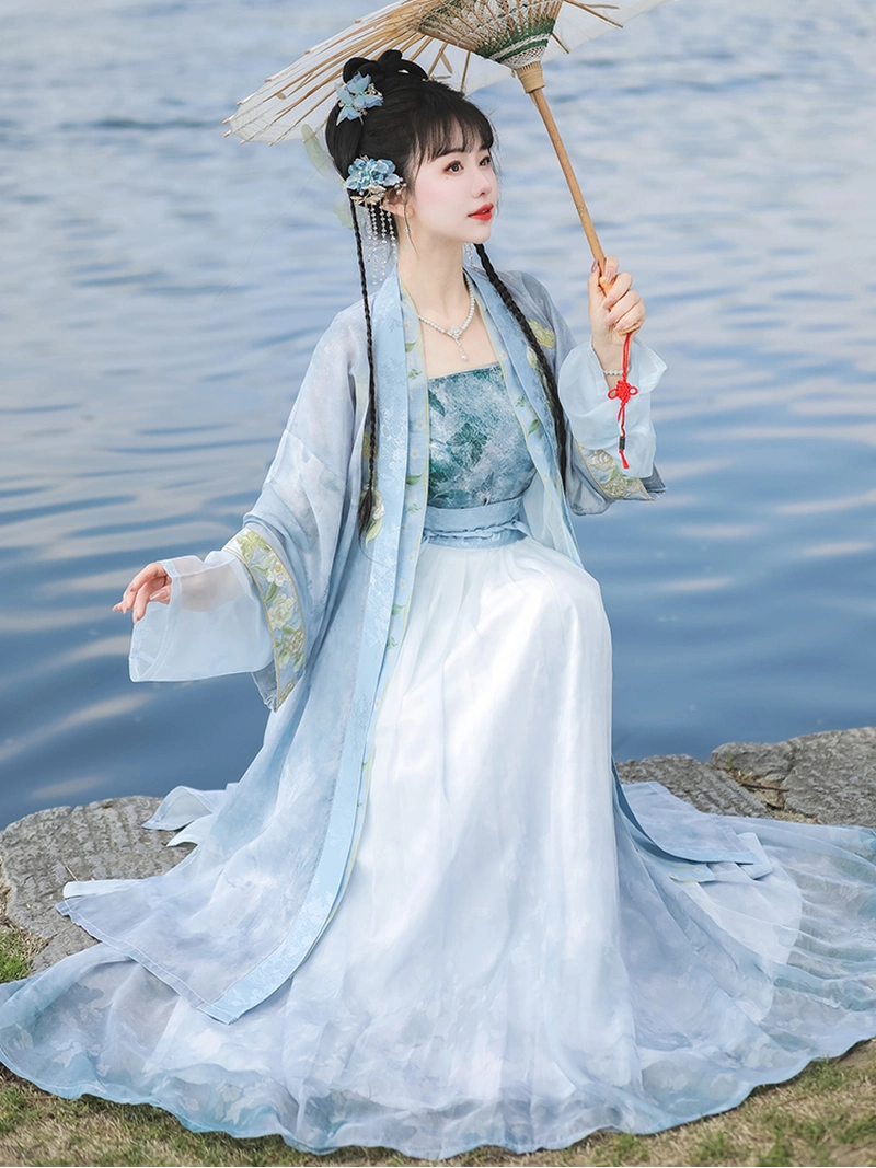Lime Green Song Dynasty Style Hanfu Dress Set (14)