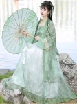 Lime Green Song Dynasty Style Hanfu Dress Set (13)