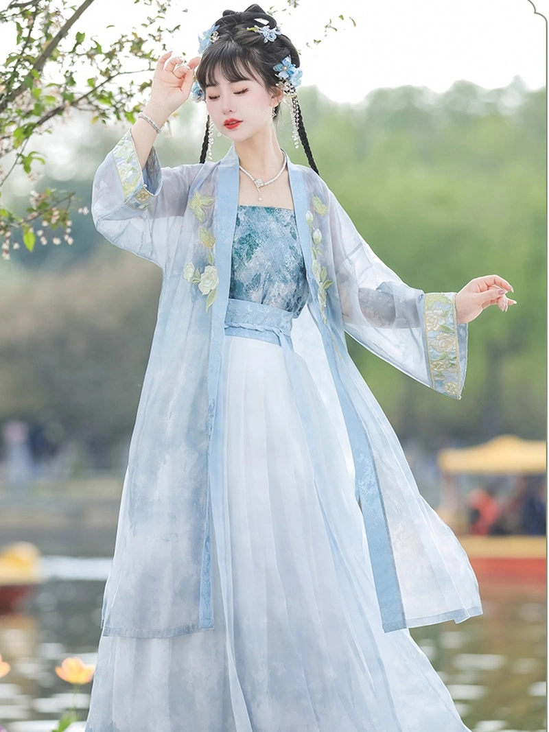 Lime Green Song Dynasty Style Hanfu Dress Set (3)