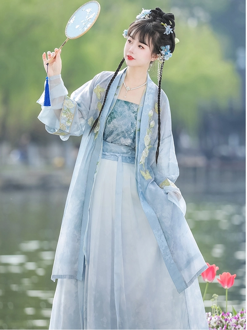 Lime Green Song Dynasty Style Hanfu Dress Set (5)