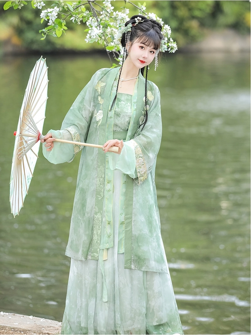 Lime Green Song Dynasty Style Hanfu Dress Set (8)