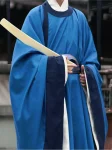 明代漢服青錦衣丸衿袁陵袍-1
