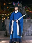明代漢服青錦衣丸衿袁陵袍-1