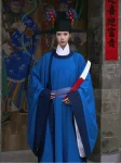 明代漢服青錦衣丸衿袁陵袍-1