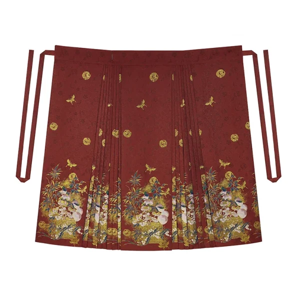 明朝韓服錦馬面群三点セット-韓服道：伝統とモダンの中国漢服、あらゆるシーンで活躍