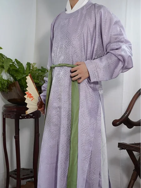 Ming Dynasty Hanfu Cloud Pattern Round Collar Yuanlingpao