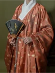 Ming Dynasty Hanfu Cross-Collared Gold Gauze Cloud & Goose Robe (3)