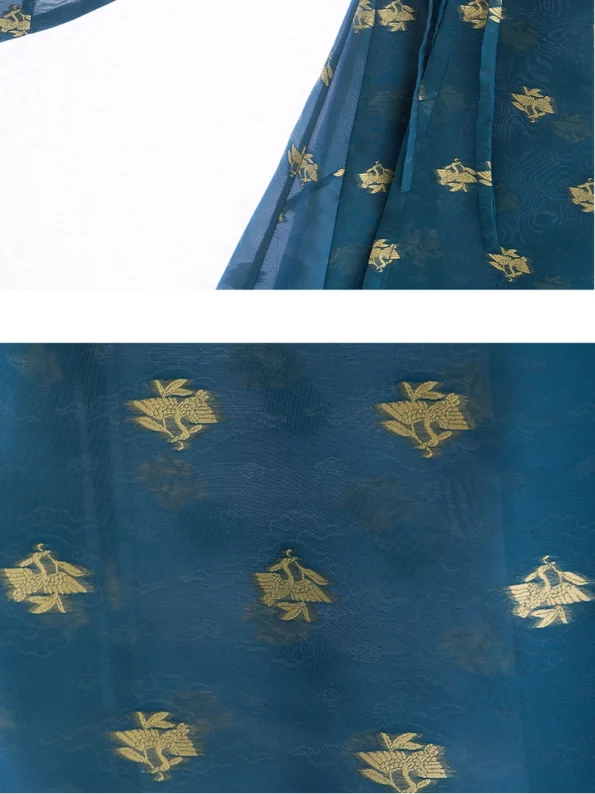 Ming Dynasty Hanfu Cross-Collared Gold Gauze Cloud & Goose Robe 2 Ming Dynasty Hanfu Cross-Collared Gold Gauze Cloud & Goose Robe