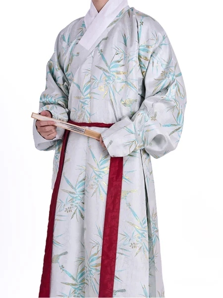 Ming Dynasty Hanfu Gold-Thread Bamboo Leaf Long Robe
