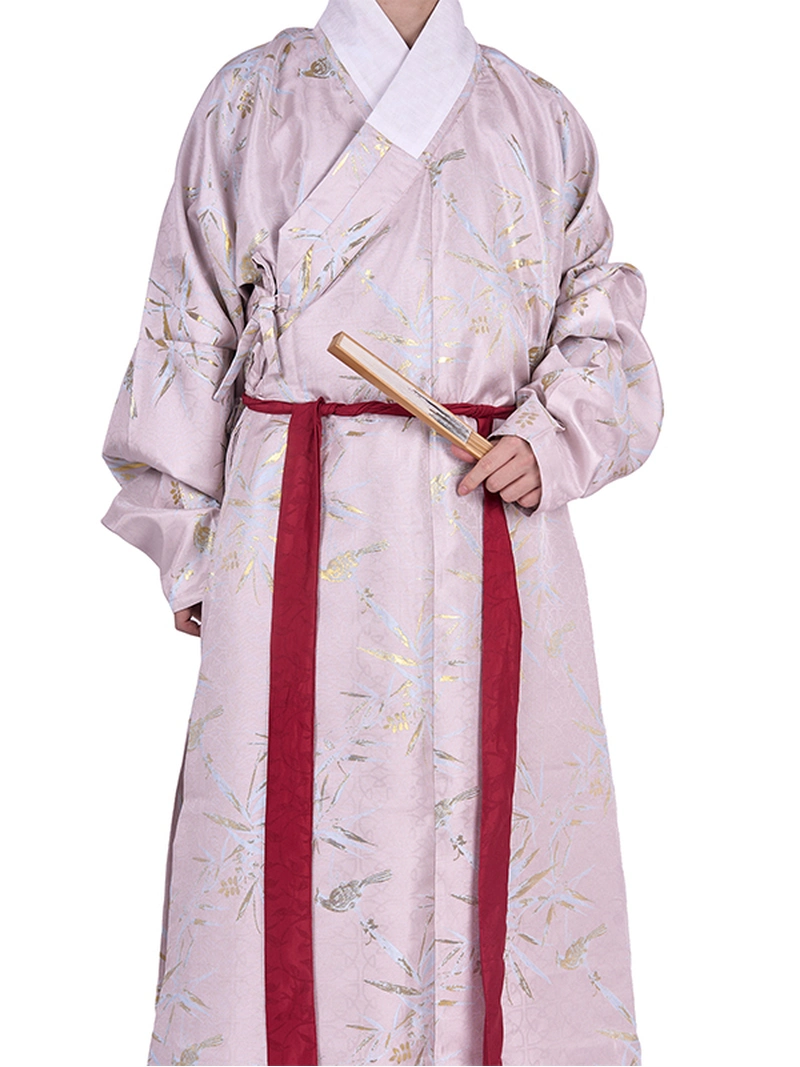 Mingdynastin Hanfu Guldtråd Bambulöv Lång Robe-3