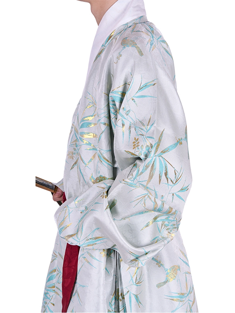 Mingdynastin Hanfu Guld-Tråd Bambu Blad Lång Robe-4