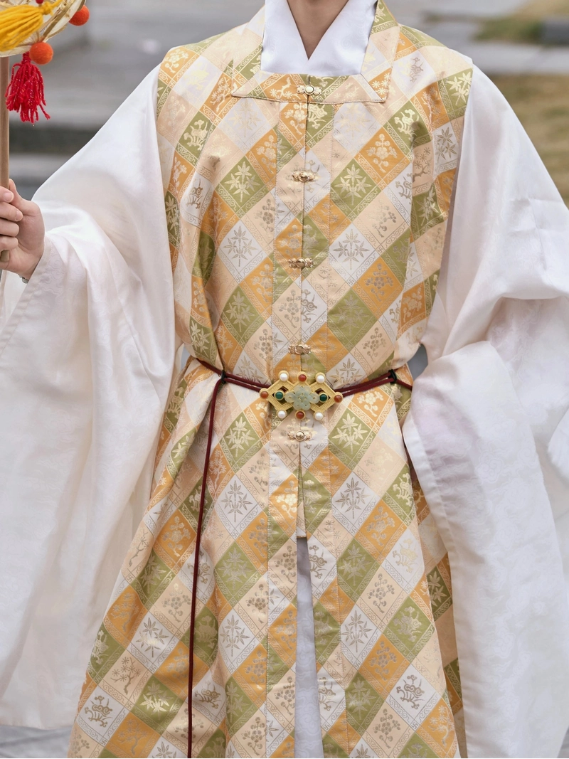 سترة هانفو ذات ياقة مربعة مربعة ذهبية مزركشة مطرزة للجنسين - 4