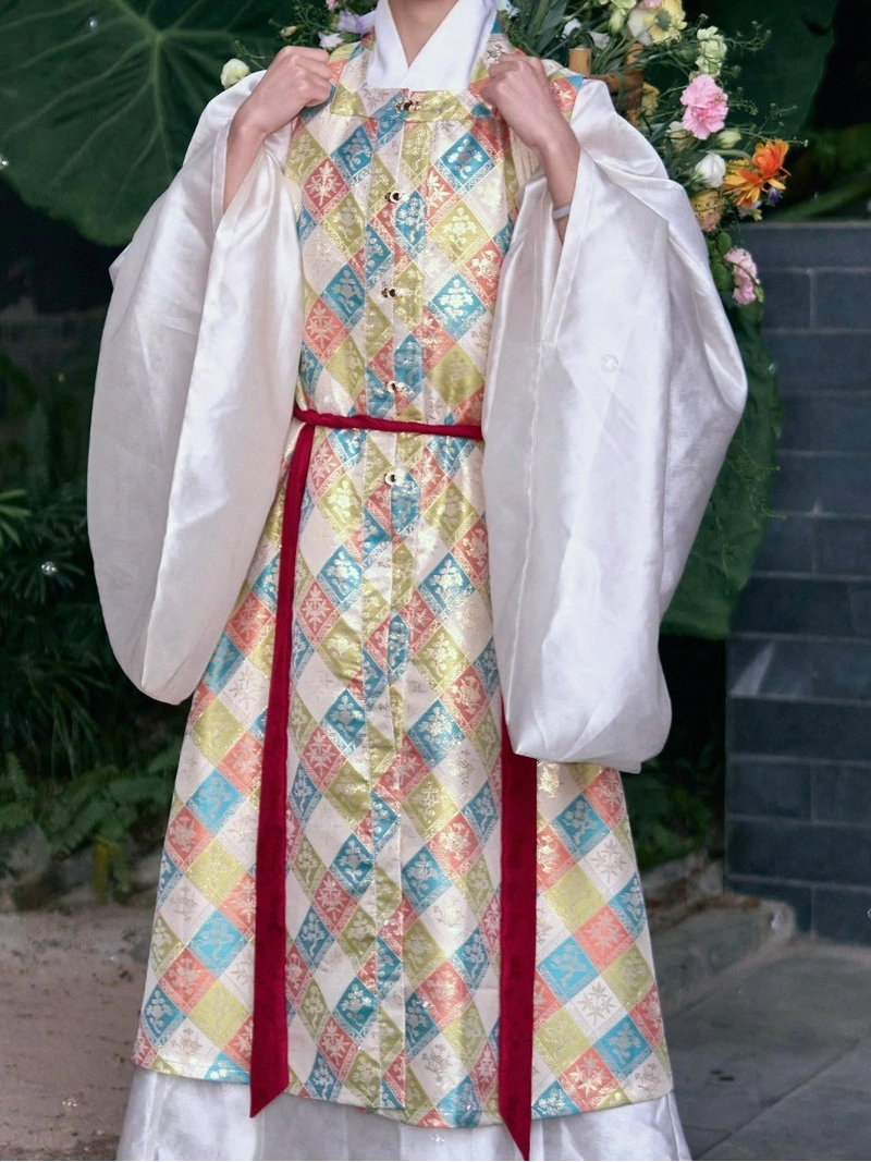 سترة هانفو ذات ياقة مربعة مربعة ذهبية مزركشة مطرزة للجنسين - 7