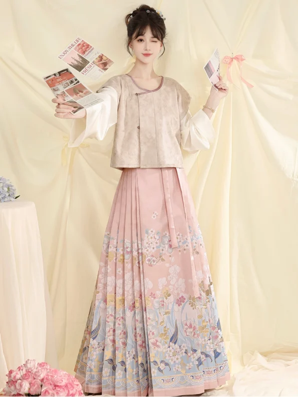 명나라 스타일 난초 속삭임 핑크 마미안 쿤 세트