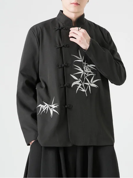 새로운 중국식 대나무 자수 남성용 탕 재킷