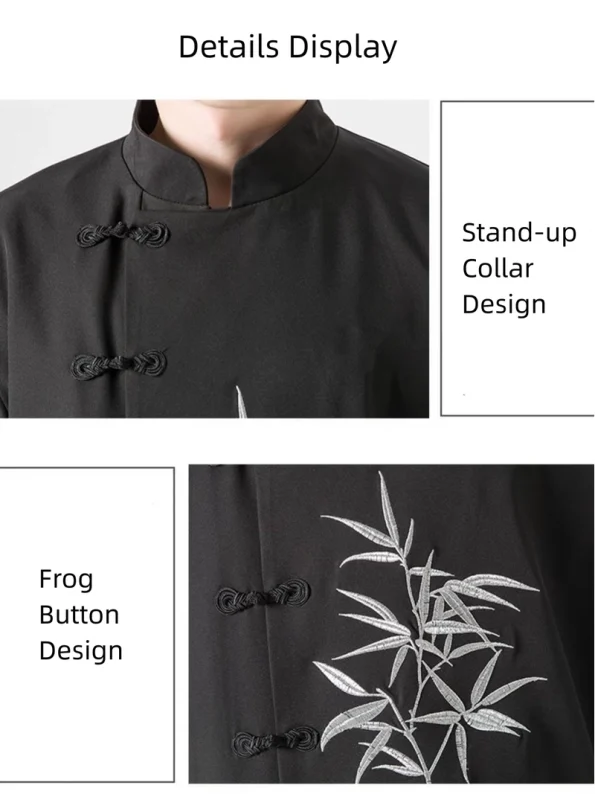 새로운 중국식 대나무 자수 남성용 탕 자켓-한푸 웨이: 모든 상황에 어울리는 전통 및 현대 중국 한복 의류