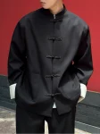 남성용 개구리 단추가 달린 새로운 중국식 블랙 탕 재킷-1