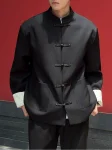 남성용 개구리 단추가 달린 새로운 중국식 블랙 탕 재킷-1