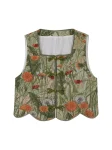 New Chinese Style Green Jacquard Vest Set with Ma Mian Qun (7)