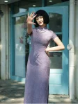 Nieuwe Chinese Stijl Paarse Jacquard Qipao Jurk-1