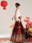 New Chinese Style Red Embroidered Hanfu Set with Yunjian Top and Ma Mian Qun (6)