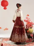 New Chinese Style Red Embroidered Hanfu Set with Yunjian Top and Ma Mian Qun (6)