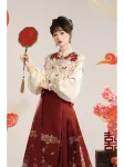New Chinese Style Red Embroidered Hanfu Set with Yunjian Top and Ma Mian Qun (6)