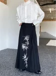 新中式緞面提花竹節紋襯衫 Unisex-1