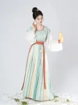 Tang Dynasty Hanfu Beizi and Yuanling Pao Set with Qiyao Ruqun – Inspired by Yue Kiln Celadon (5)