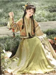 Tang Style Hanfu Beizi and Qiyao Ruqun Set – Green Tang-Inspired Outfit (7)