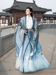Wei-Jin dynastie Hanfu mannen Chiffon mantel en rok Set (7)