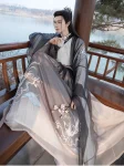 Wei-Jin dynastie Hanfu mannen Chiffon mantel en rok Set (7)
