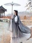 Wei-Jin dynastie Hanfu mannen Chiffon mantel en rok Set (7)