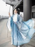 Wei-Jin dynastie Hanfu mannen Chiffon mantel en rok Set (7)