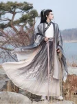 Wei-Jin dynastie Hanfu mannen Chiffon mantel en rok Set (7)