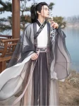 Wei-Jin dynastie Hanfu mannen Chiffon mantel en rok Set (7)
