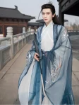 Wei-Jin dynastie Hanfu mannen Chiffon mantel en rok Set (7)