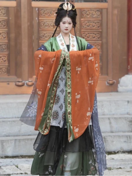 Wei och Jin Norra-Södra Dynastierna Fjärilsrulle Hanfu Ruqun Set