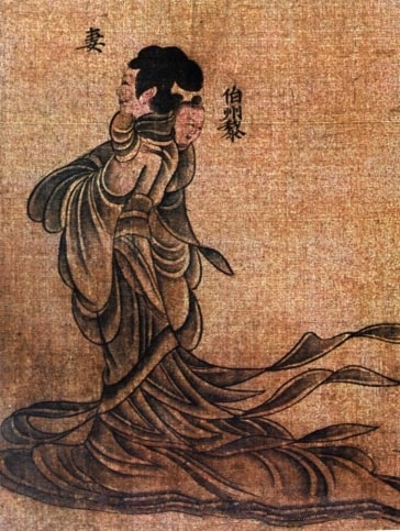 A woman wearing a Zhaju Chuishao robe (detail from the attributed Scroll of Exemplary Women by Gu Kaizhi)