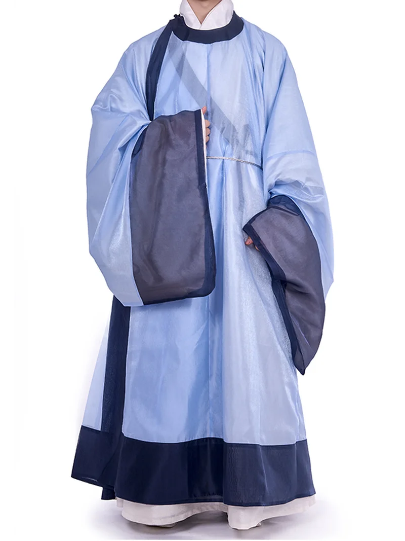 Yuanlingpao blu della dinastia Ming Hanfu - Abito tradizionale da studioso-1 Dinastia Ming Hanfu Blue Sheer Yuanlingpao - Abito da studioso tradizionale - Via Hanfu: Abbigliamento Hanfu cinese tradizionale e moderno per tutte le occasioni