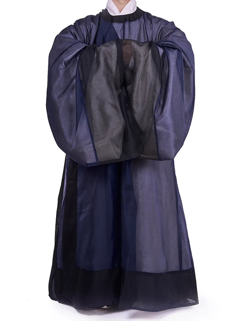 Yuanlingpao blu della dinastia Ming Hanfu - Abito tradizionale da studioso-4