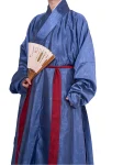 Ming Dynasty Hanfu Brocade Cross-Collar Pleated Long Robe-1